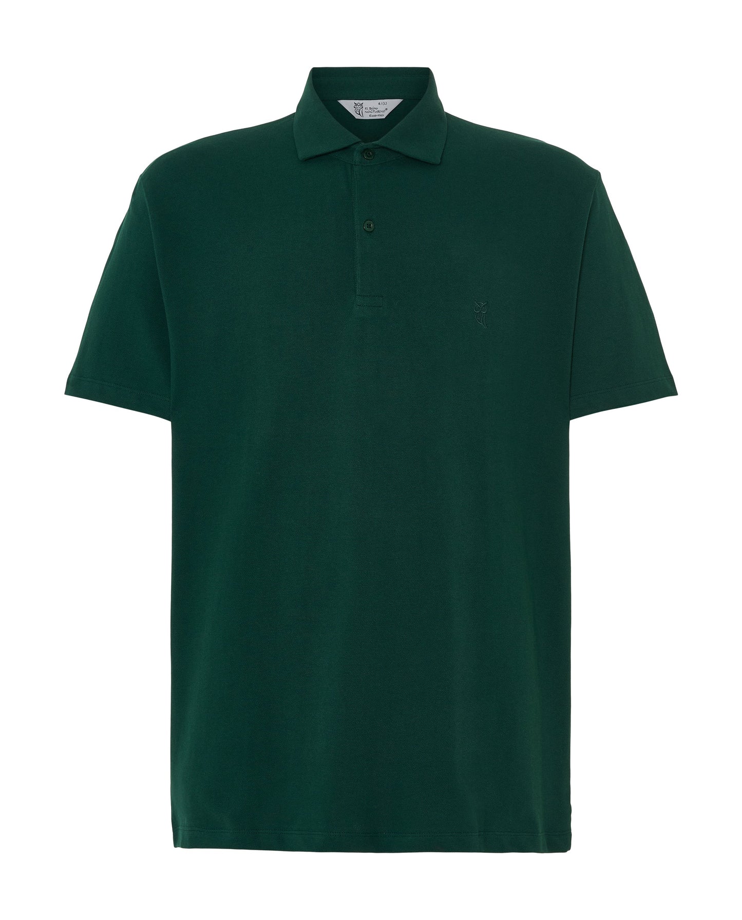 Polo verde oscuro de algodón, estilo clásico, manga corta y cuello polo, ideal para un look casual.