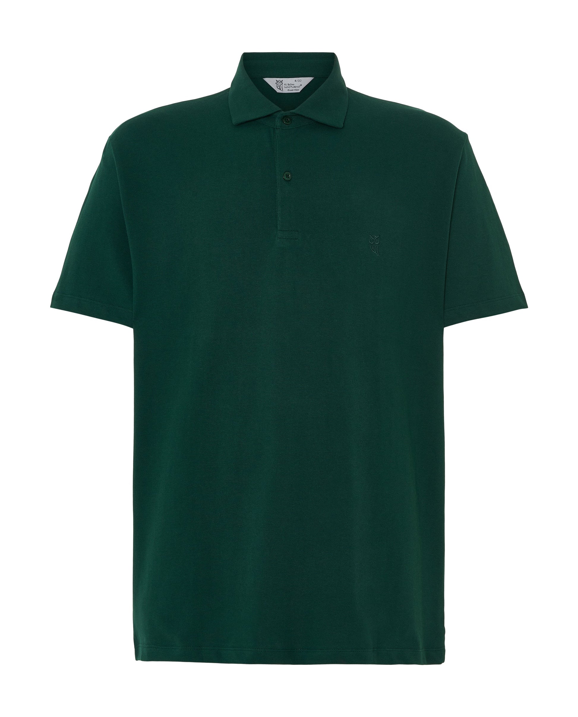 Polo verde oscuro de algodón, estilo clásico, manga corta y cuello polo, ideal para un look casual.