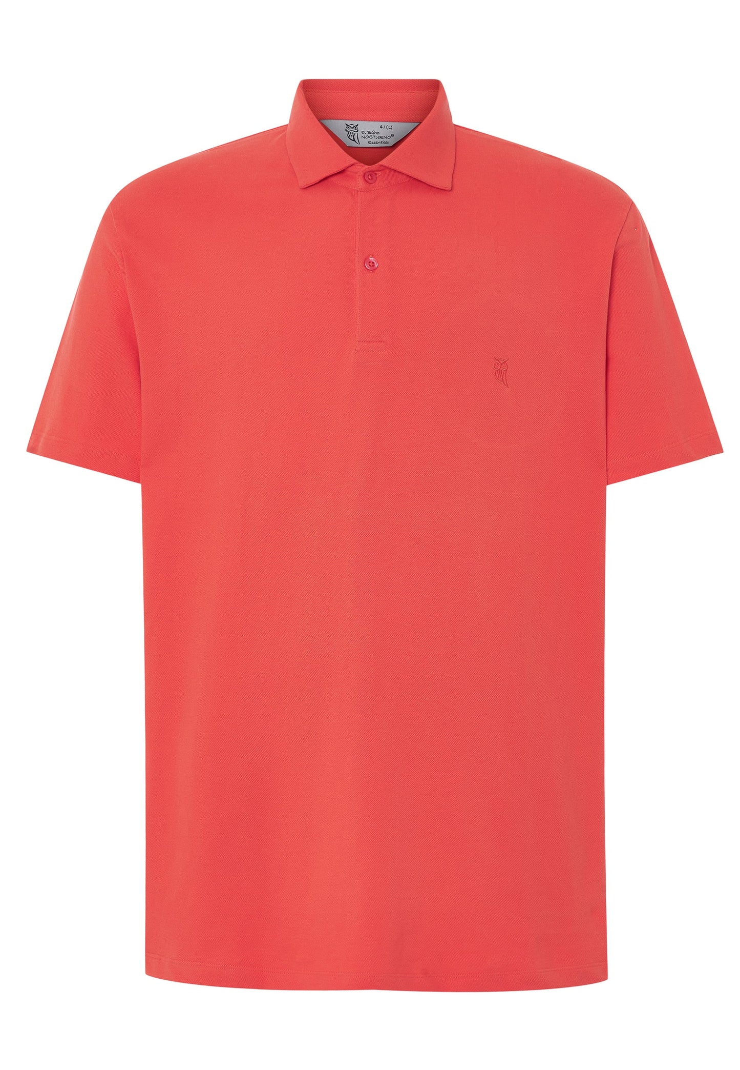 Polo de hombre en color coral, 100% algodón, estilo casual con cuello y logotipo bordado.