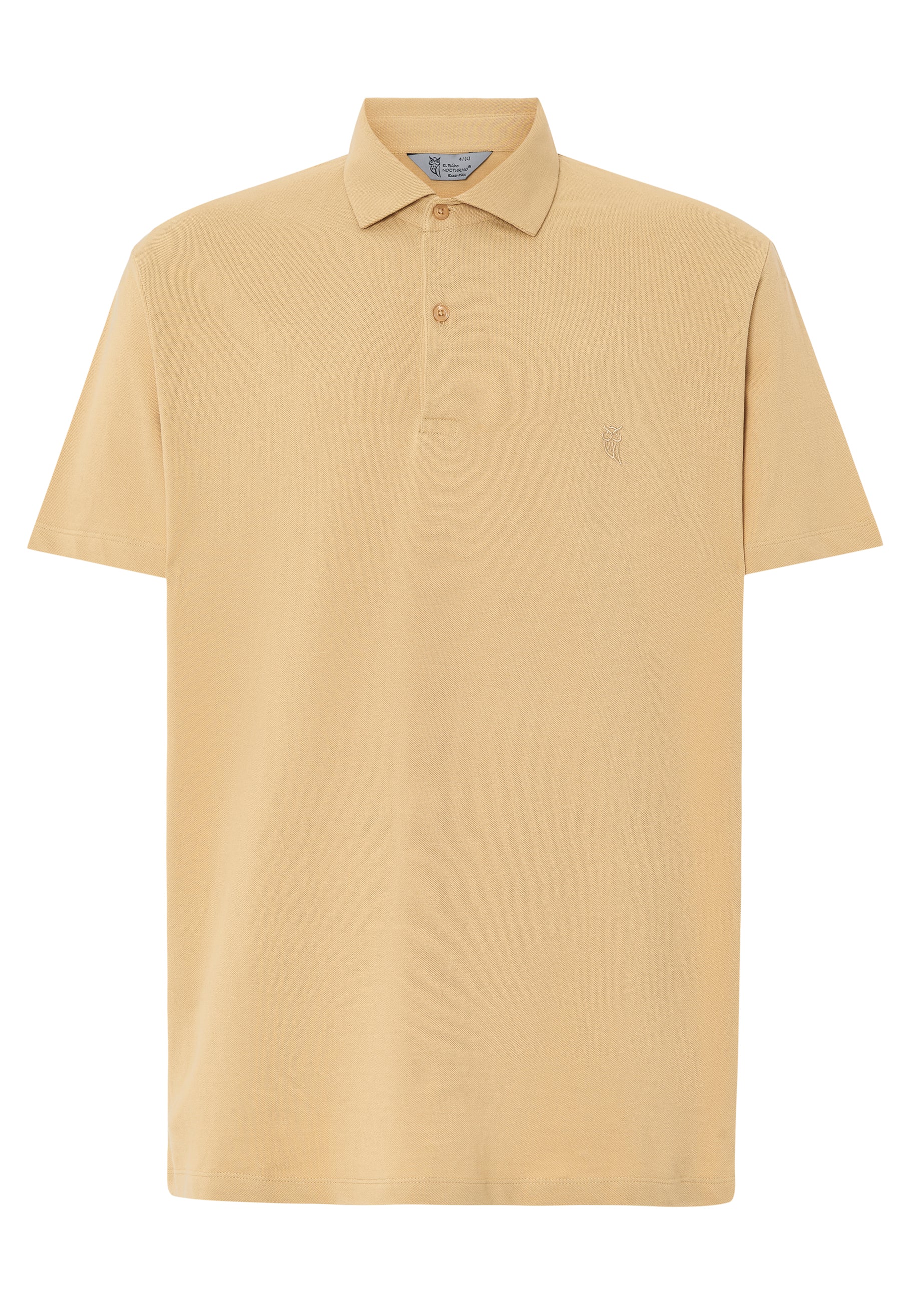 Polo amarillo claro de algodón con cuello tipo polo y bordado discreto, ideal para look casual.