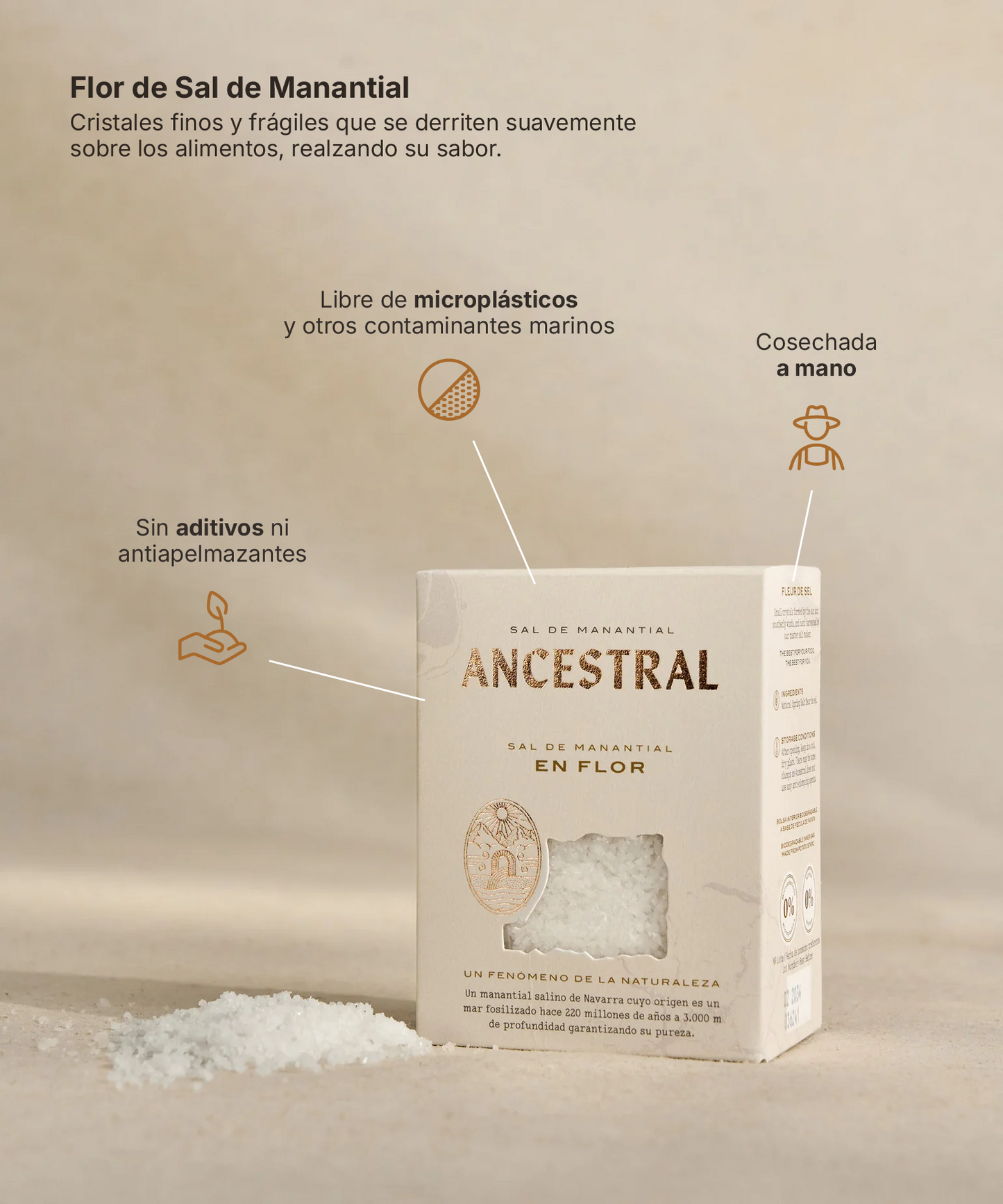 Pack Sal de Manantial Natural 3,3Kg - Escamas, Flor de Sal y Fina