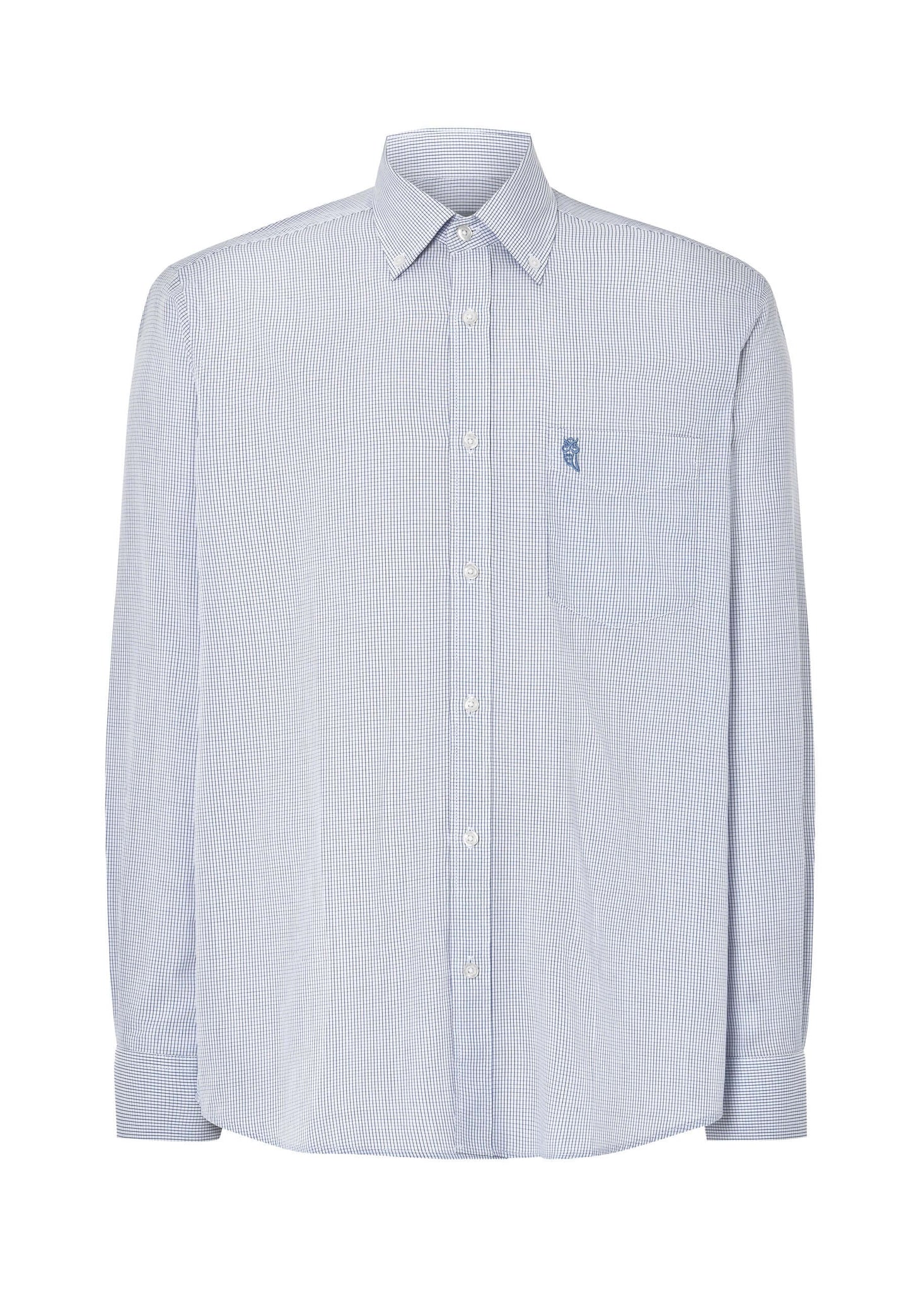 Camisa Hombre Manga Larga Popelín Cuadros con Bolsillo Easy Iron Extrasuave - Azul 0305_39