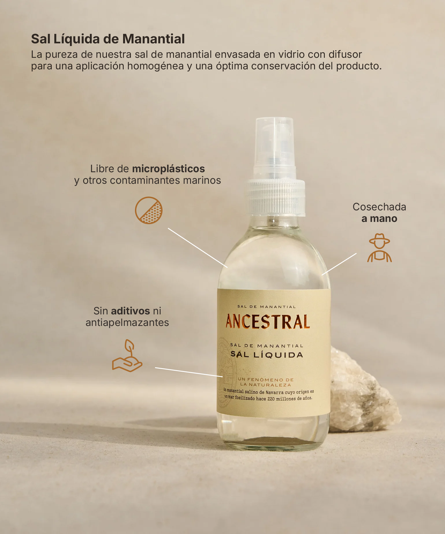 Sal Líquida de Manantial en Spray 200ml - Natural con Difusor