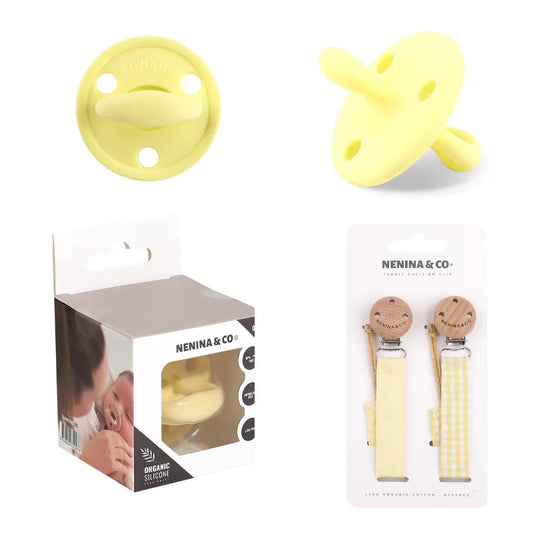 1 Chupete DIAMOND + Pack 2 Chupeteros By Nenina & Co Amarillo