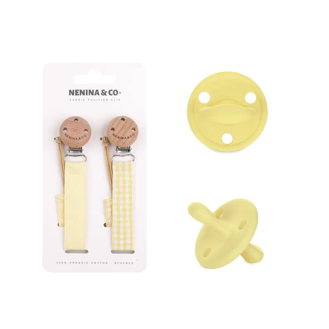 1 Chupete DIAMOND + Pack 2 Chupeteros By Nenina & Co Amarillo