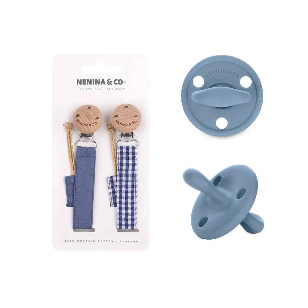 1 Chupete DIAMOND + Pack 2 Chupeteros By Nenina & Co Azul