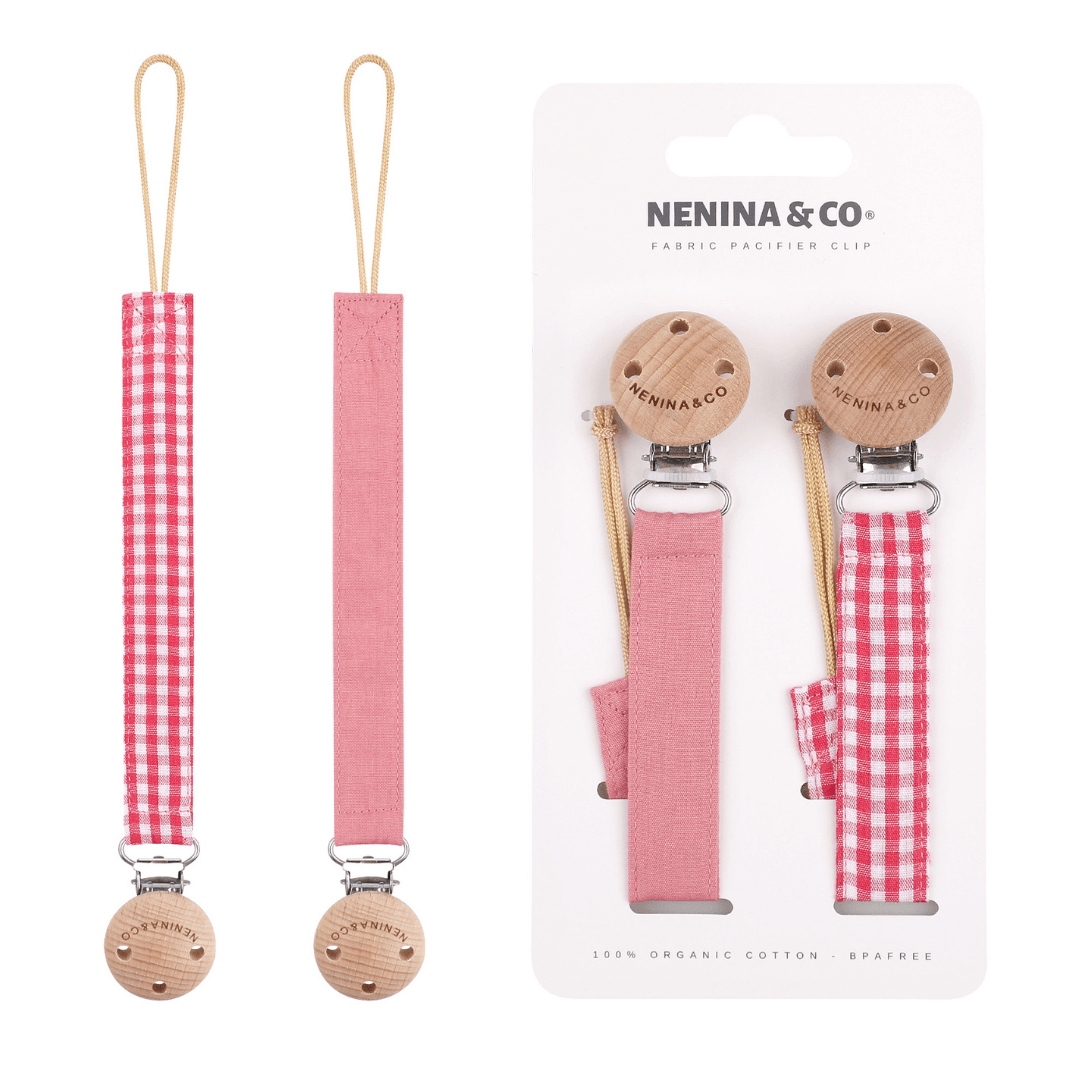 Chupetero Pack x 2 DIAMOND Rosa + Rosa Vichy vichy By Nenina & Co