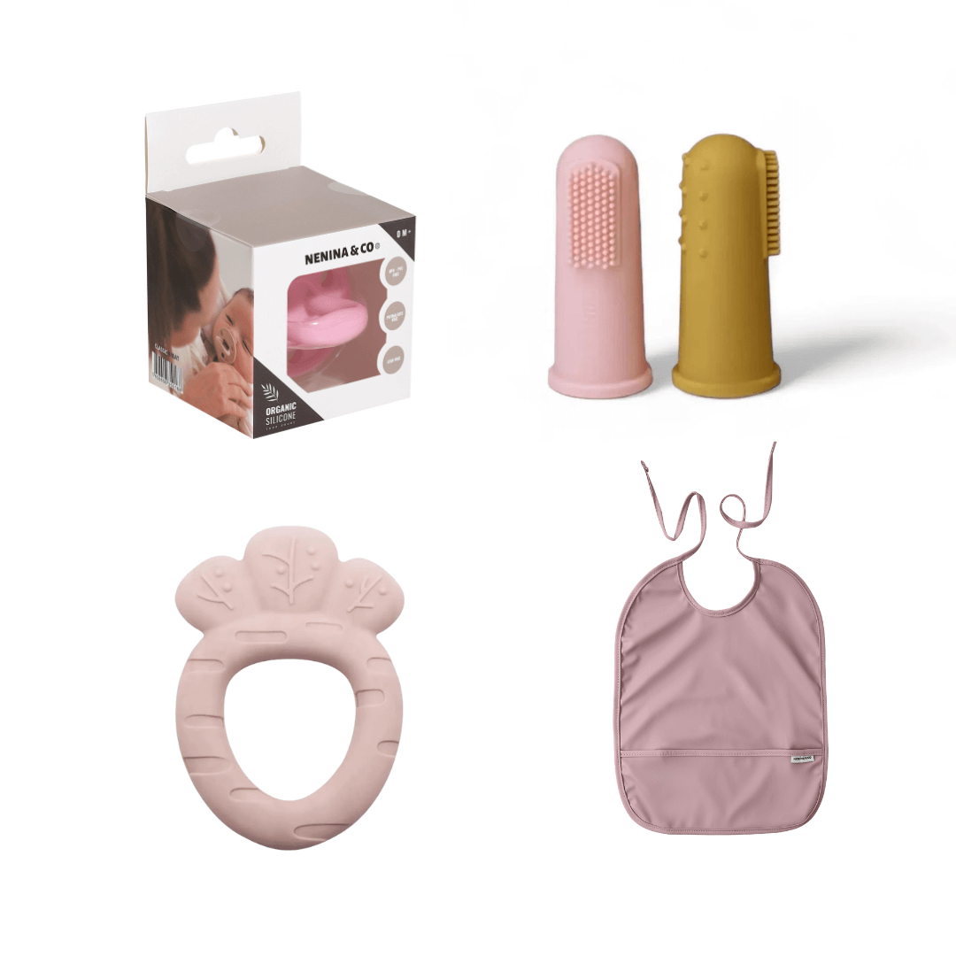 Pack Regalo Babero + 2 cepillos + 1 Chupete Clásico + 1 Mordedor Nenina & Co