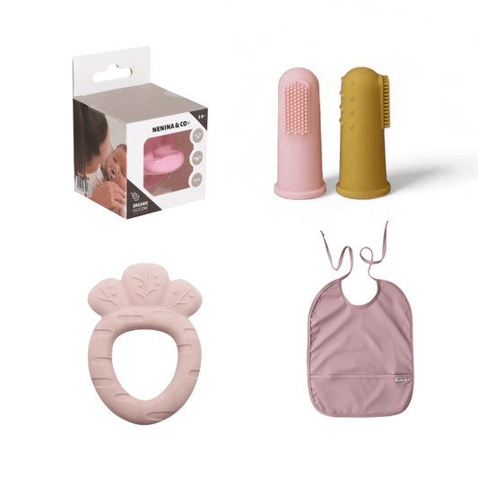Pack Regalo Babero + 2 cepillos + 1 Chupete Clásico + 1 Mordedor Nenina & Co