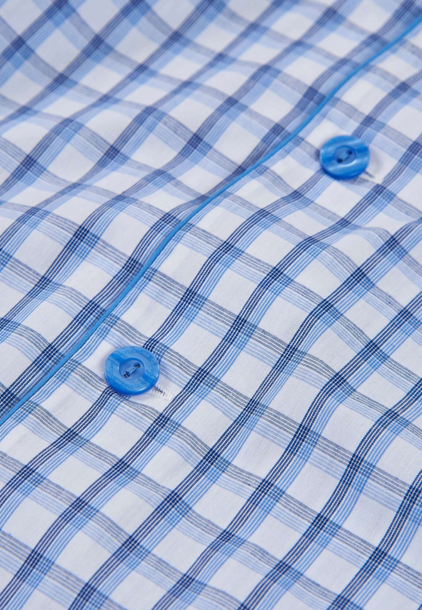 Pijama Hombre Largo Solapa Popelín Cuadros - Azul 1403_30