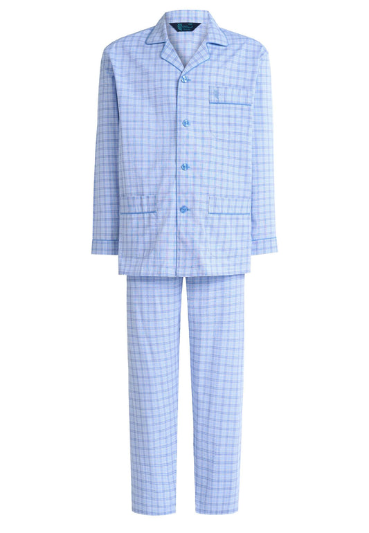 Pijama Hombre Largo Solapa Popelín Rayas - Azul 1545_33