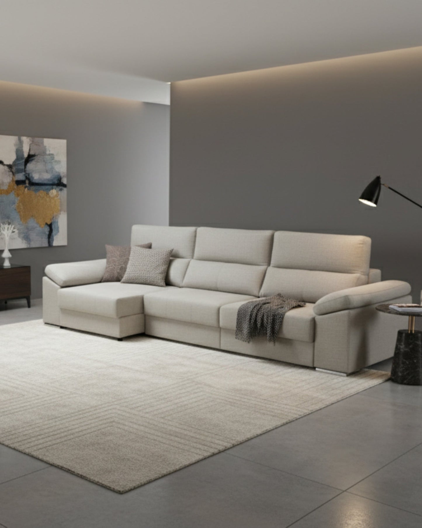 Sofá Chaiselongue Sove Plata