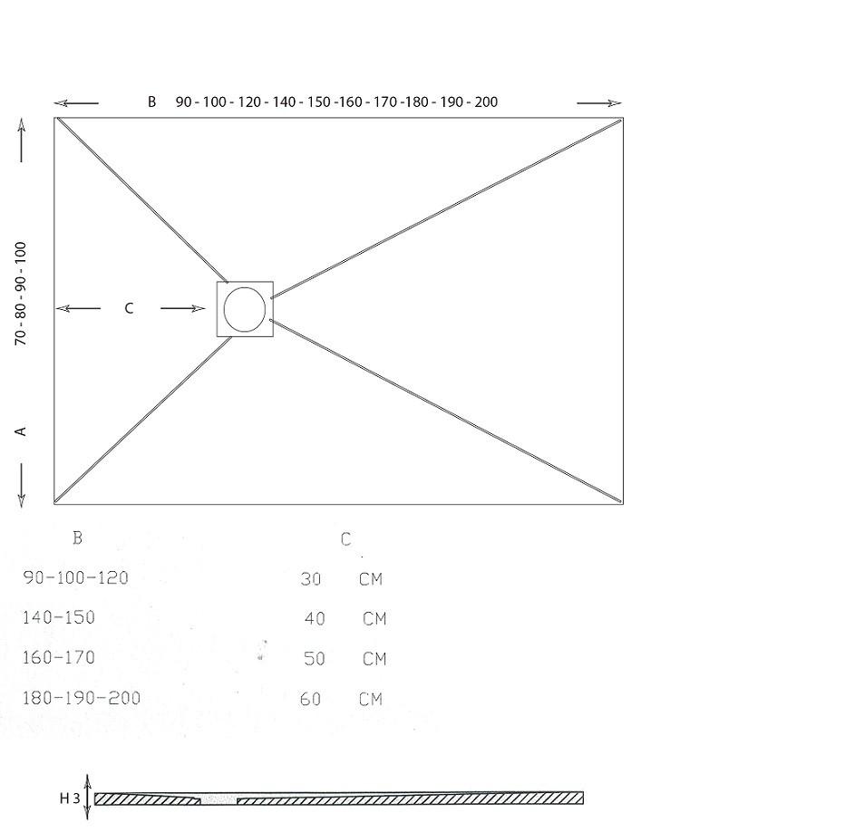 Plato de ducha resina blanco 70 cm resistente a rayos UV y agentes químicos