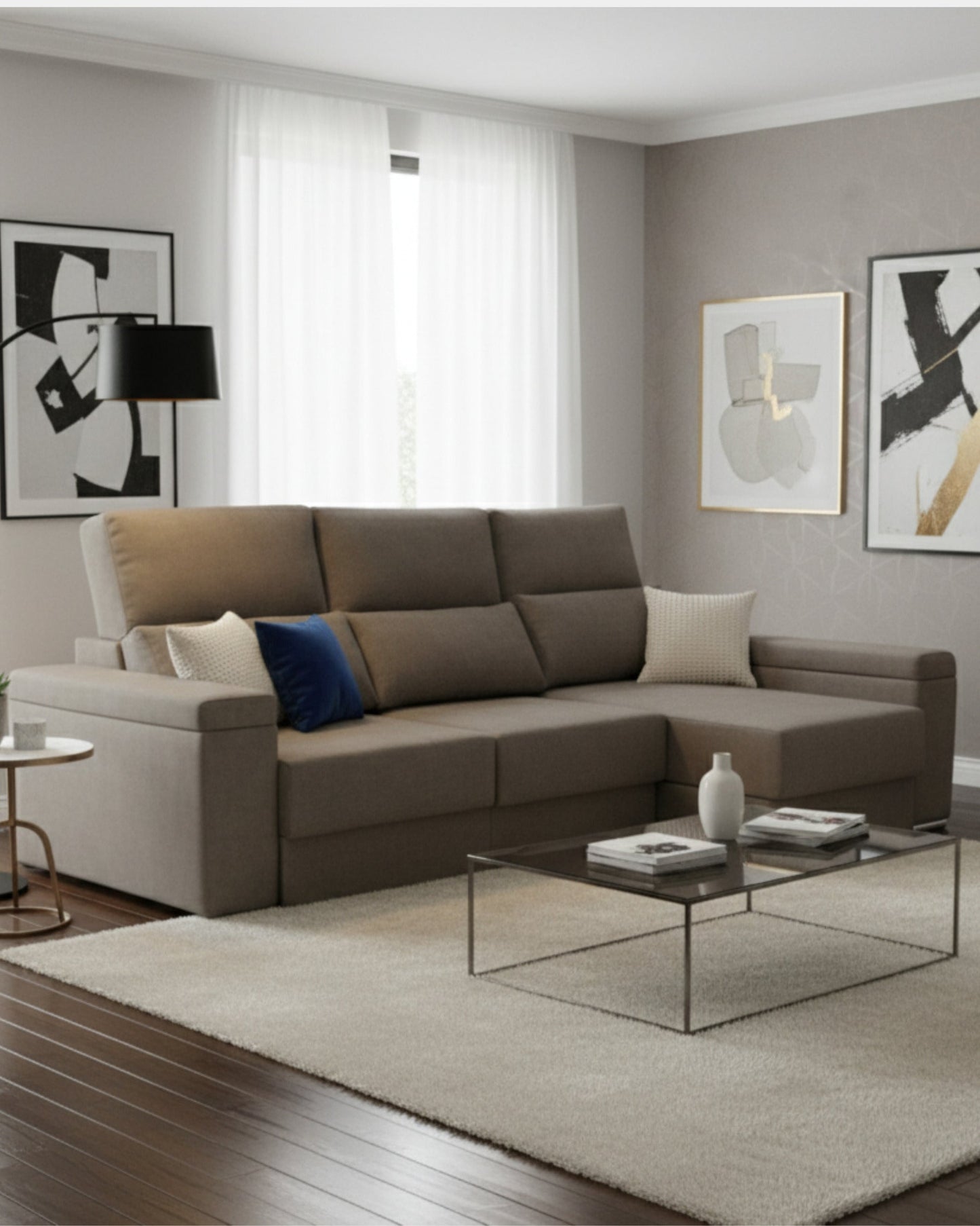 Sofá Chaiselongue Amare Salvador gris