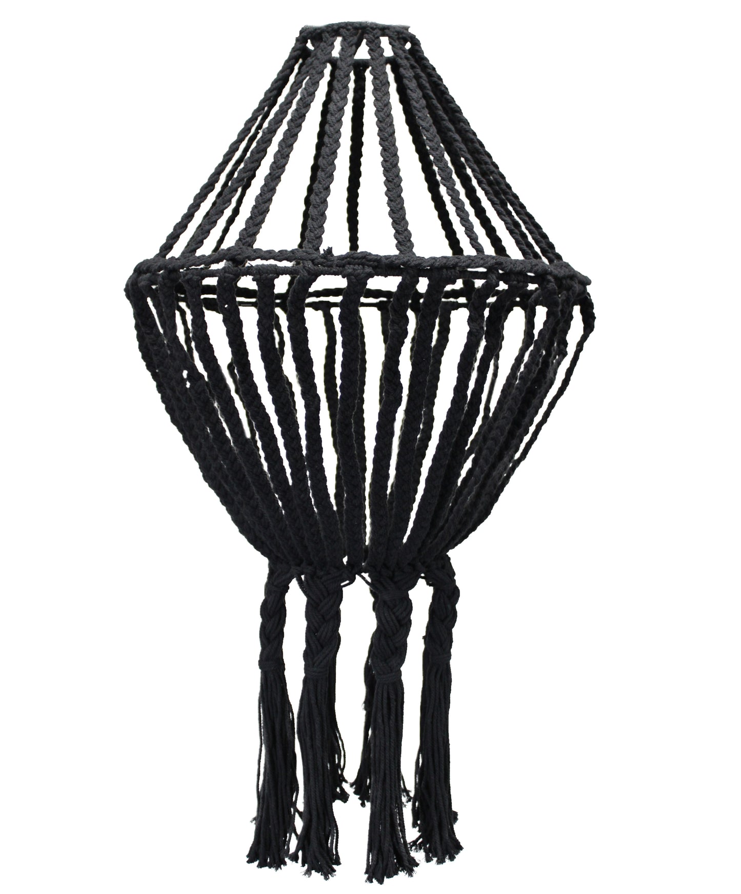 Lámpara de techo en color negro, hecha de cuerda trenzada, estilo bohemio y moderno. Ideal para decoración.