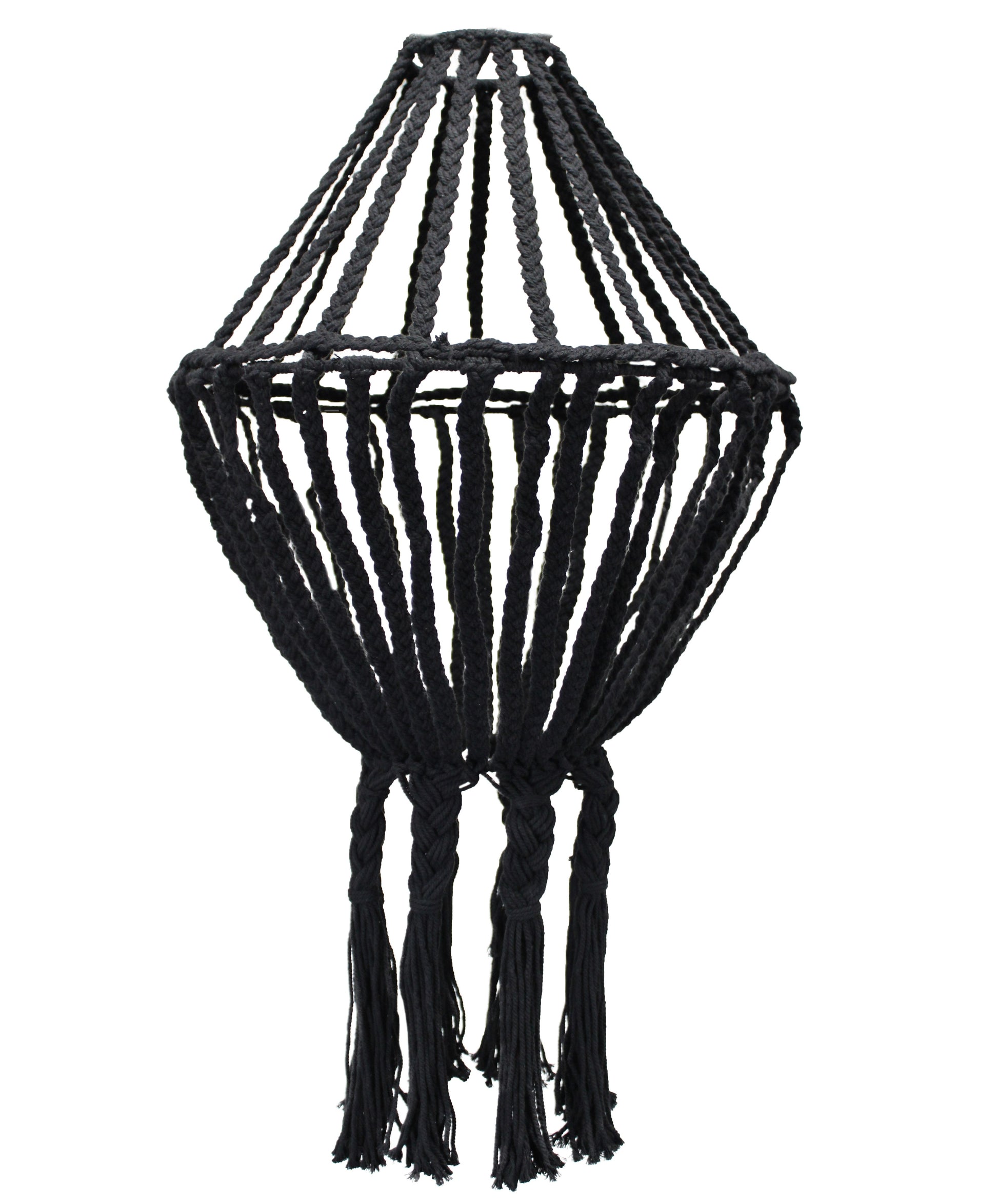 Lámpara de techo en color negro, hecha de cuerda trenzada, estilo bohemio y moderno. Ideal para decoración.