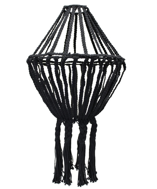 Lámpara de techo en color negro, hecha de cuerda trenzada, estilo bohemio y moderno. Ideal para decoración.