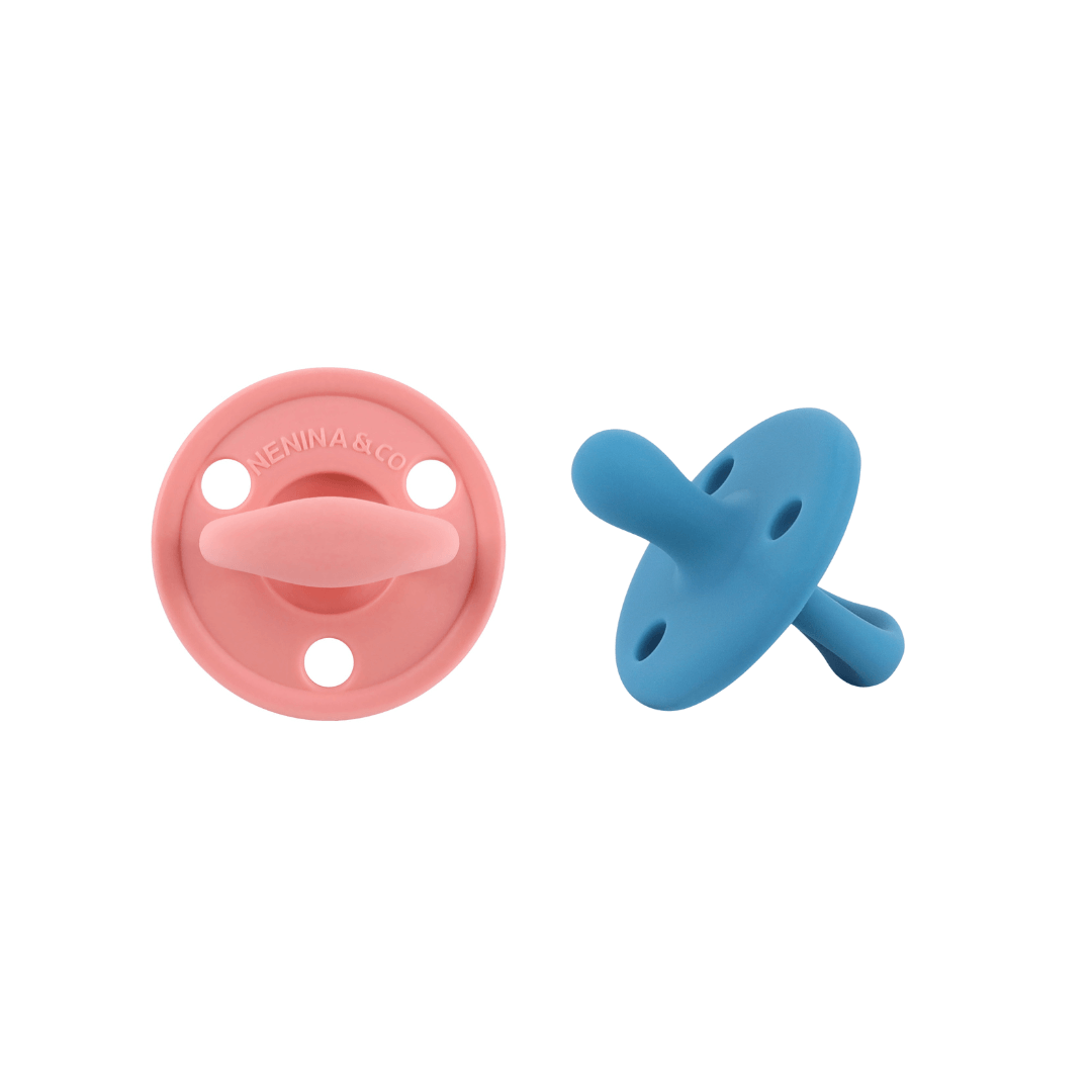 Kit 2 Chupetes Clásicos para Bebé Rosa y Blue | Silicona Orgánica Nenina & Co