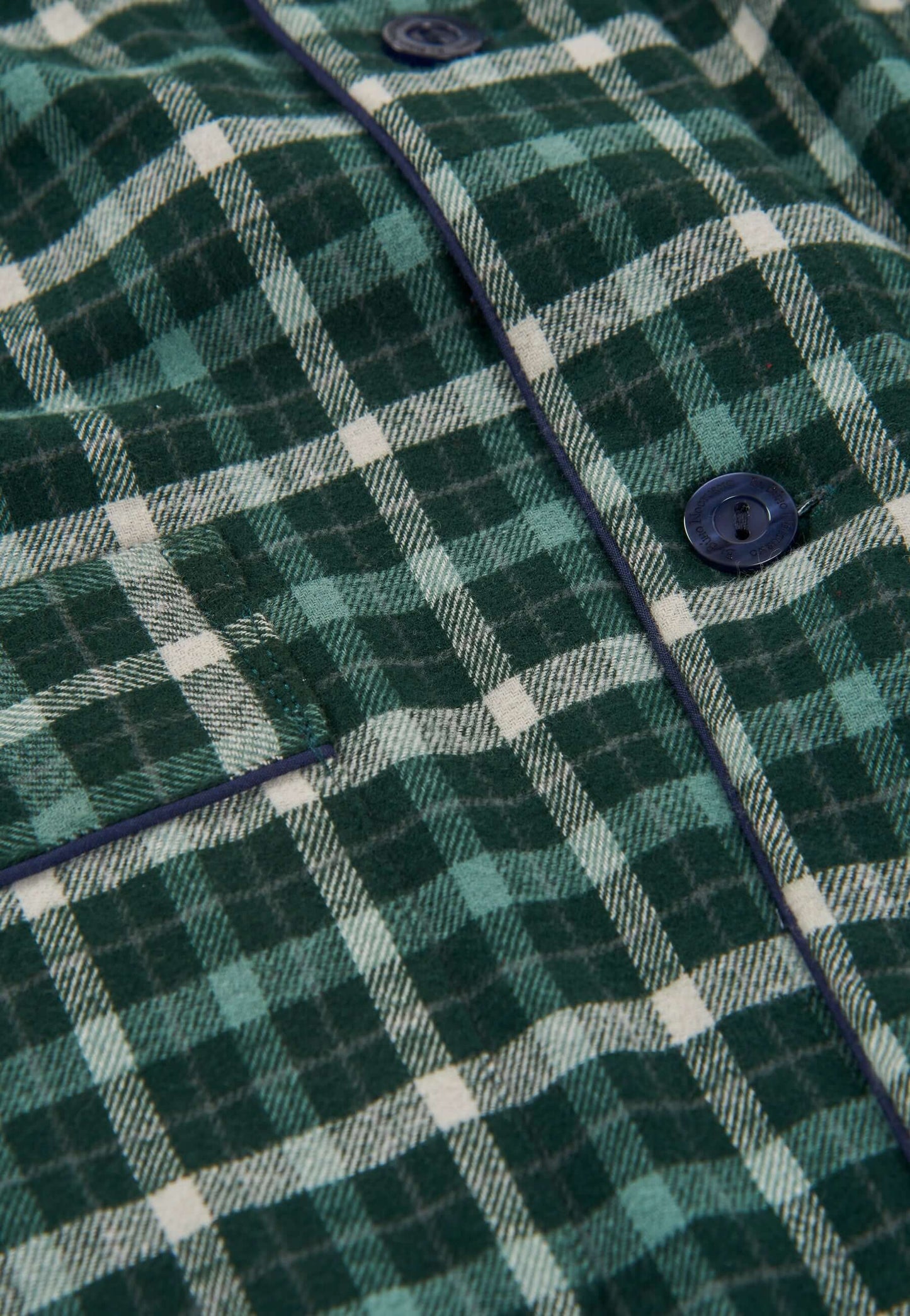 Pijama Hombre Largo Premium Solapa Algodón Franela Cuadros - Verde 2821_40