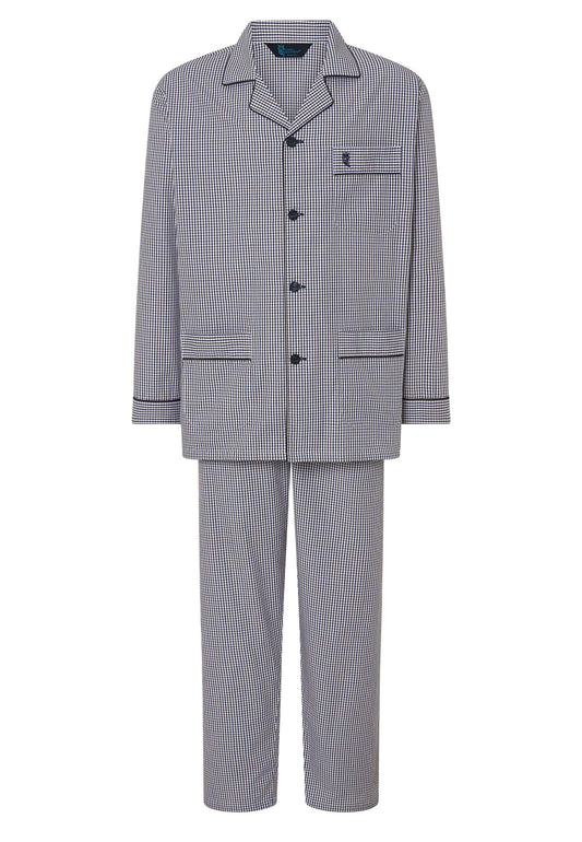 Pijama Hombre Largo Solapa Algodón Popelín Cuadros - Beige 2991_10