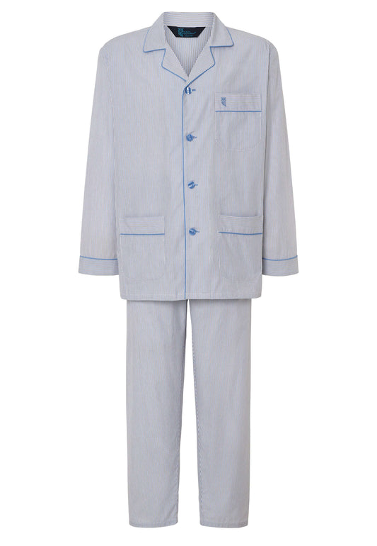 Pijama Hombre Largo Solapa Algodón Popelín Rayas - Beige 2992_10
