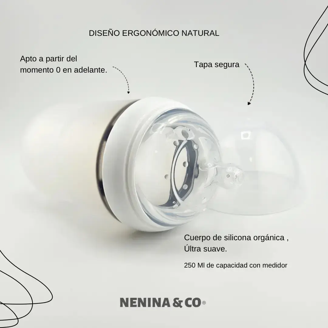 Biberones +0 meses aptos para lactancia materna de Silicona orgánica Nenina & Co