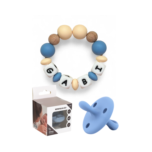 Set Diamond Nenina & Co: Chupete Diamond con Tetina Fisiológica + Mordedor Personalizado