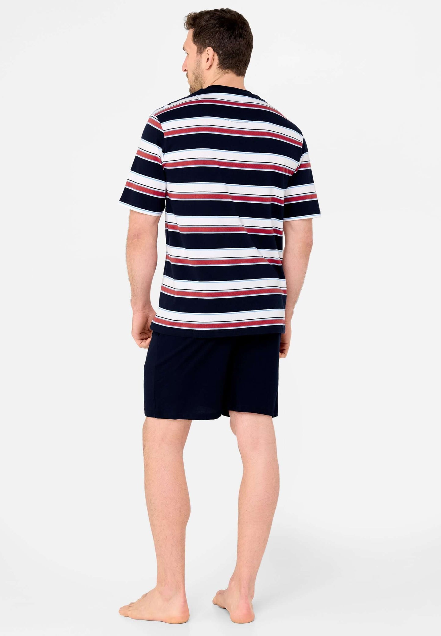 Pijama Hombre Verano Corto Tapeta Algodón Punto Rayas - Rojo 3034_94