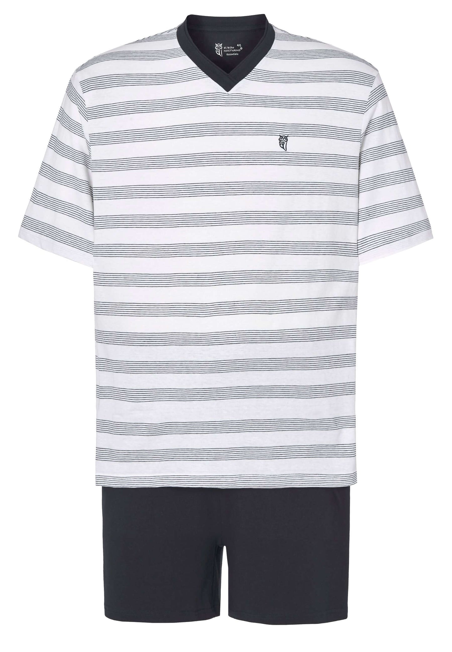 Pijama Hombre Verano Corto Pico Algodón Punto Rayas - Azul 3037_39