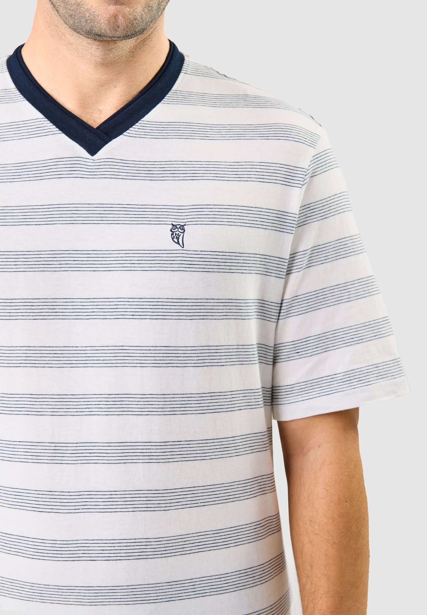 Pijama Hombre Verano Corto Pico Algodón Punto Rayas - Azul 3037_39