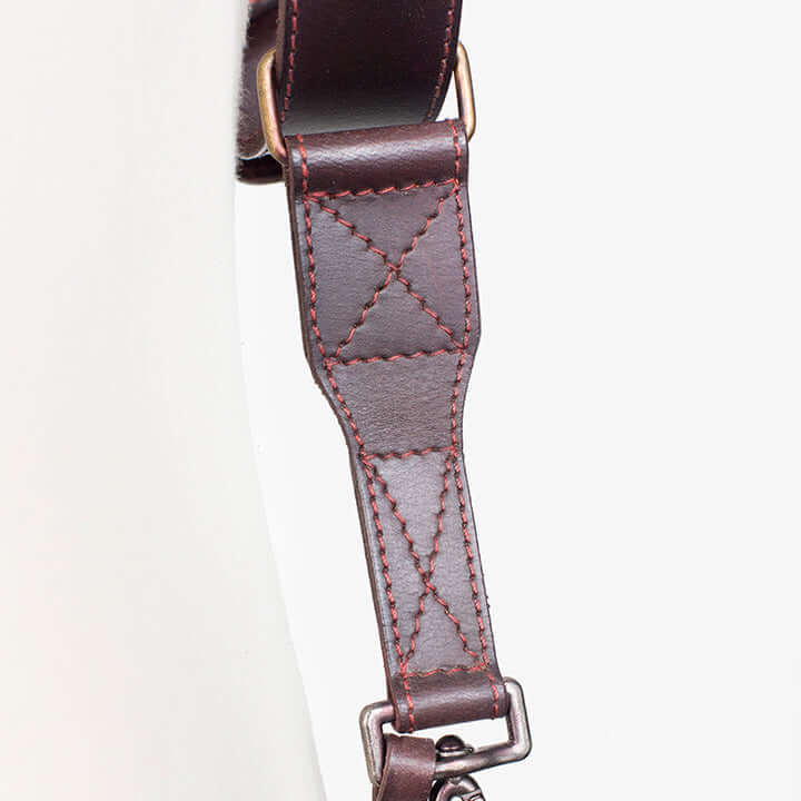 Brown & Red Dual Leather Camera Strap adjustable 150–200 cm for comfort