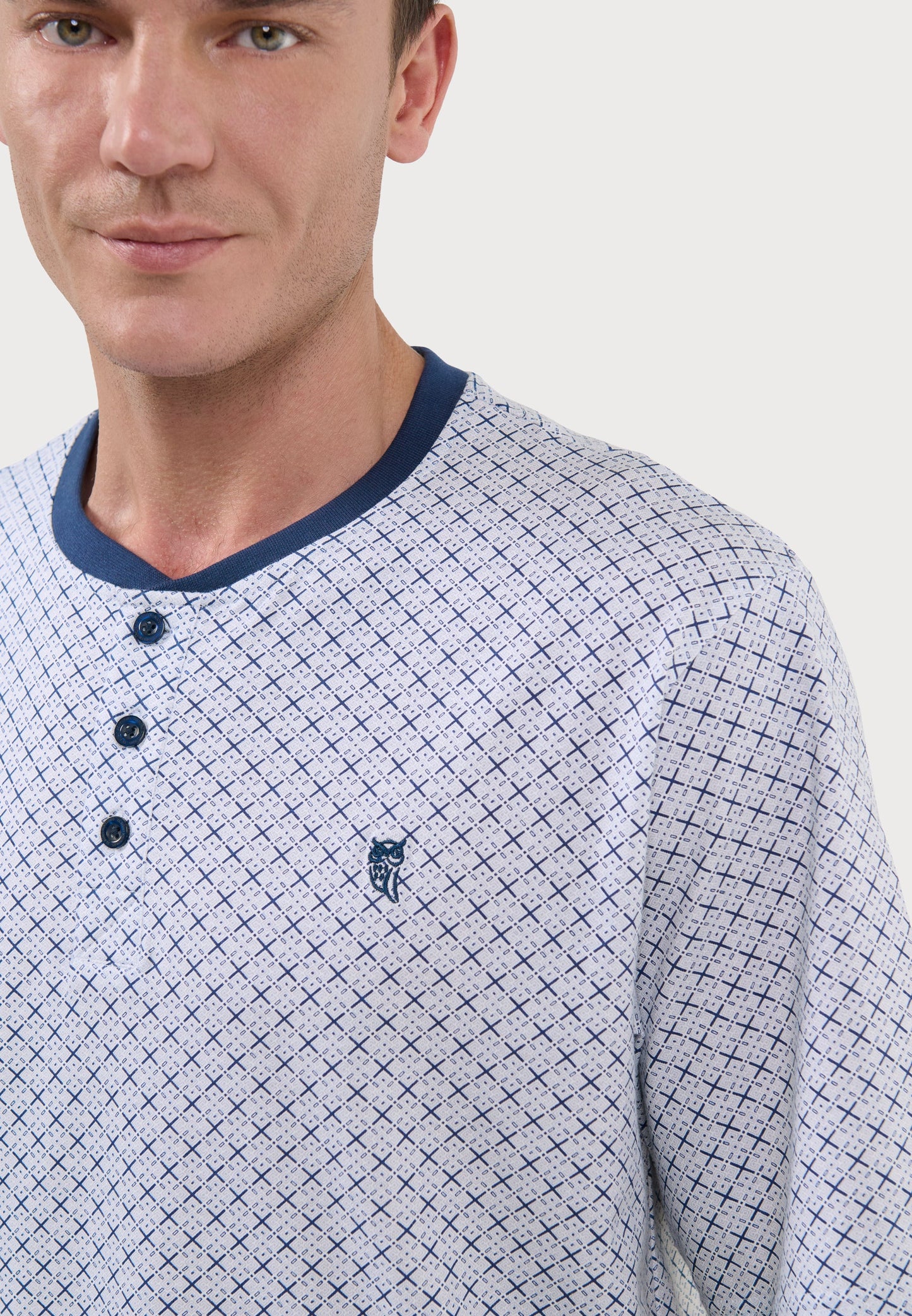 Pijama Hombre Corto Tapeta Algodón Punto Estampado - Azul 3310_39