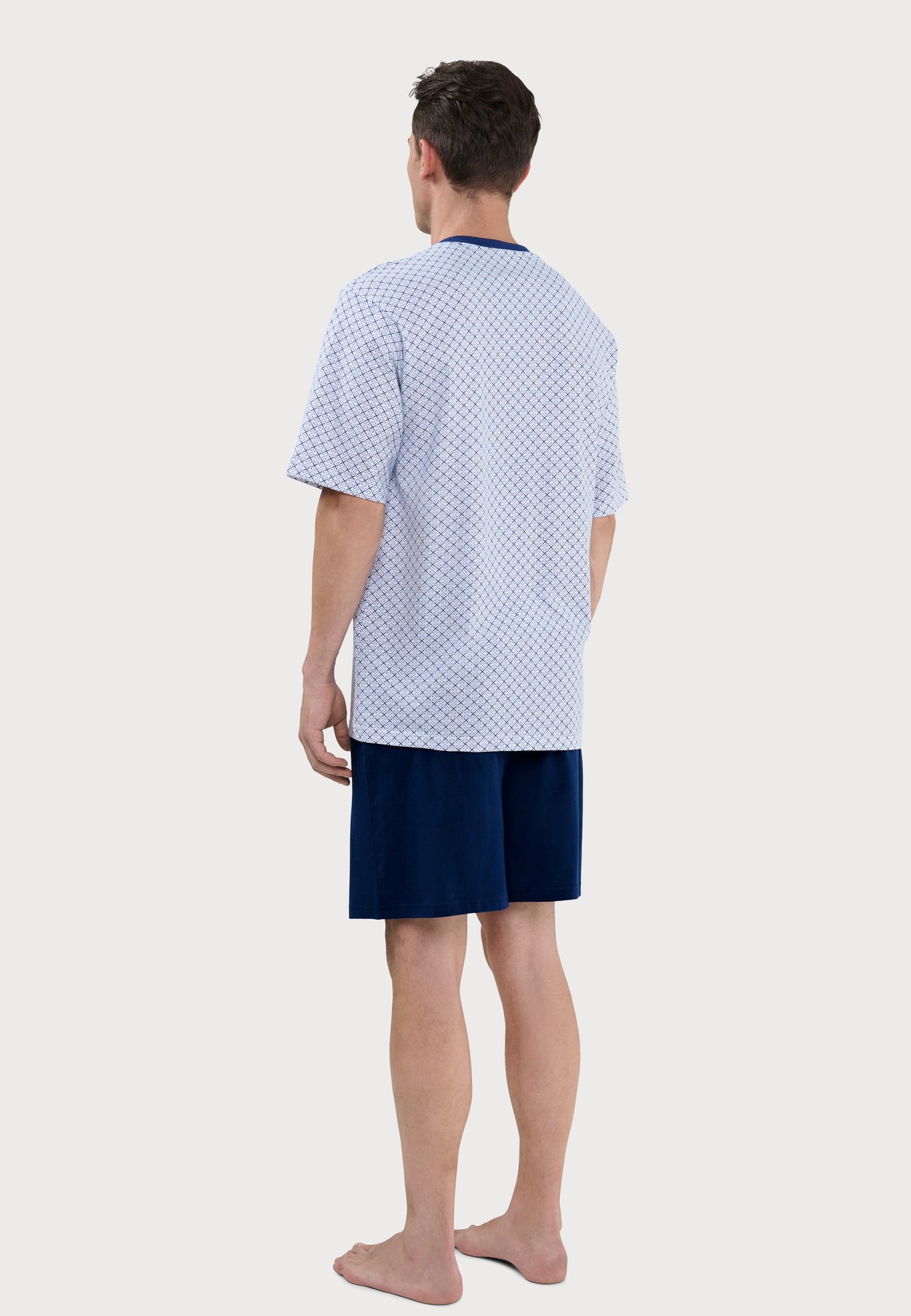 Pijama Hombre Corto Tapeta Algodón Punto Estampado - Azul 3310_39