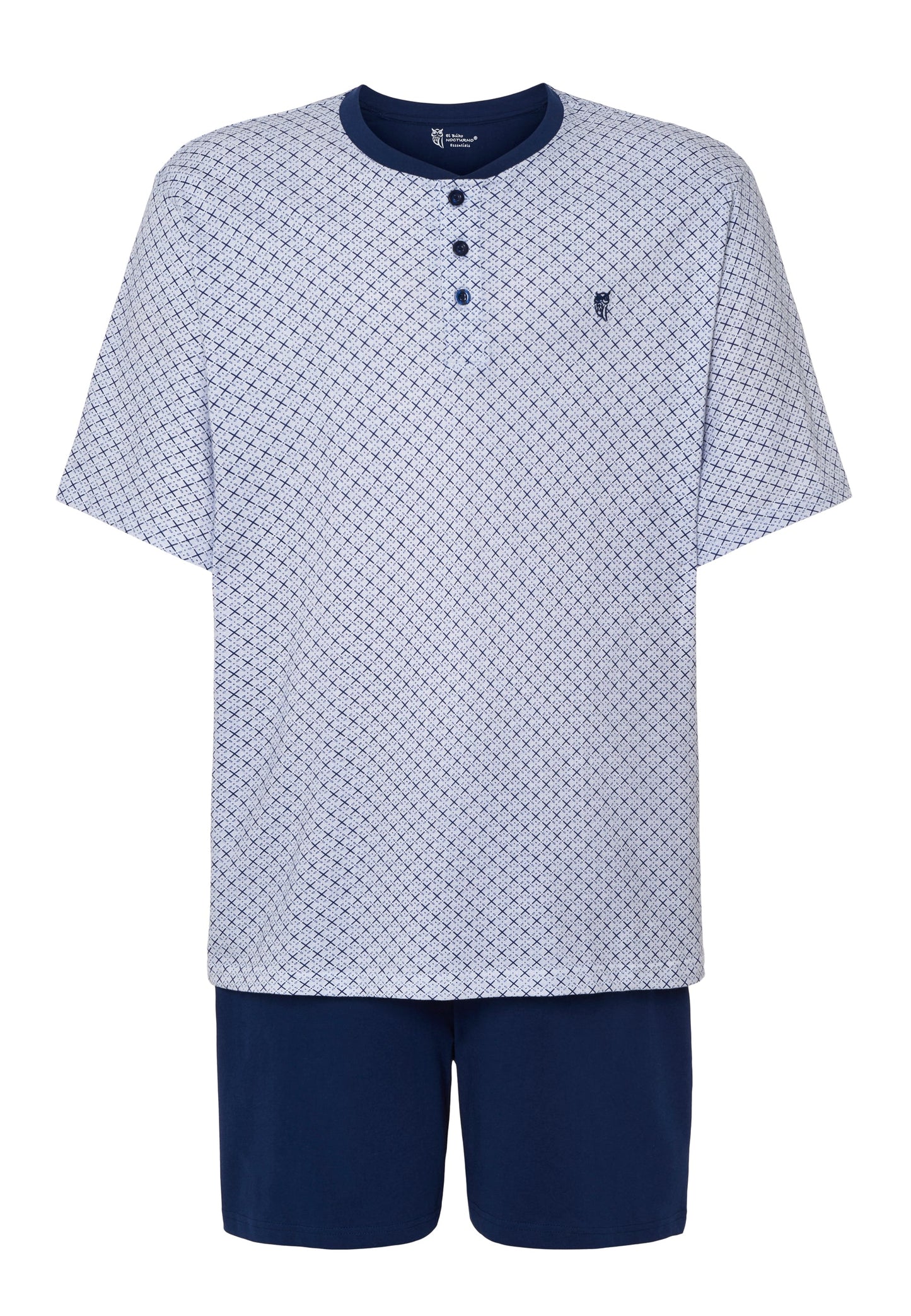 Pijama Hombre Corto Tapeta Algodón Punto Estampado - Azul 3310_39