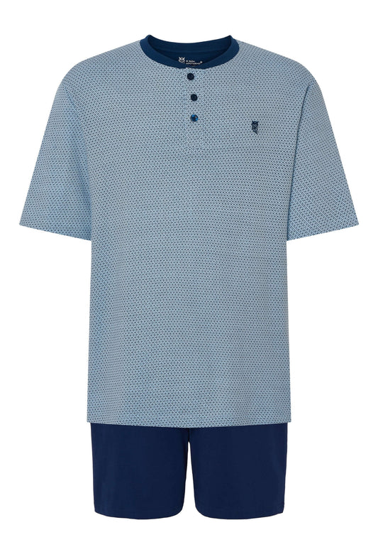 Pijama Hombre Corto Tapeta Algodón Punto Estampado - Azul 3311_39