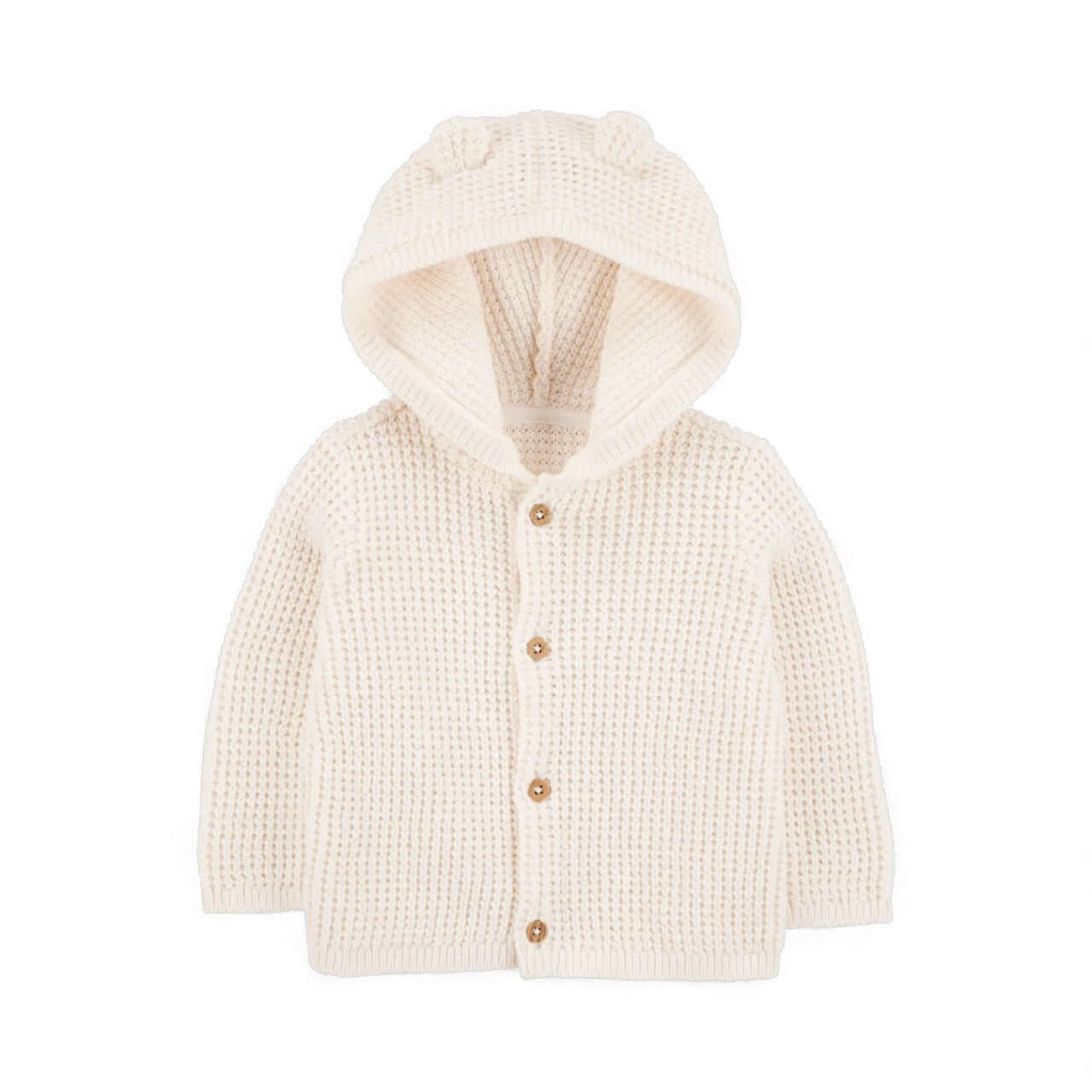 Chaqueta punto canalé capucha diseño oso