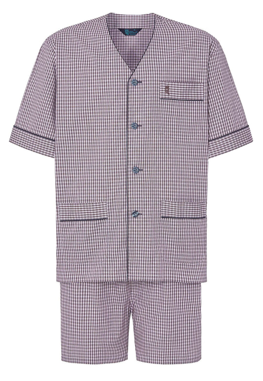 Pijama Hombre Verano Corto Judo Popelín Cuadros - Rojo 4541_30
