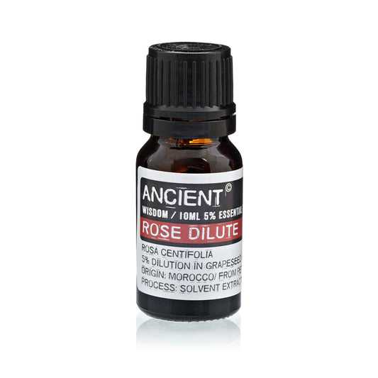 Aceite diluido de rosa damascena, 10 ml, en frasco ámbar de vidrio, extracto en aceite de uva, aroma suave y floral. Origen Marruecos