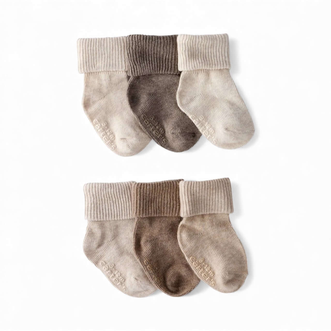 Pack 6 patucos de bebé en tonos marrones con puño