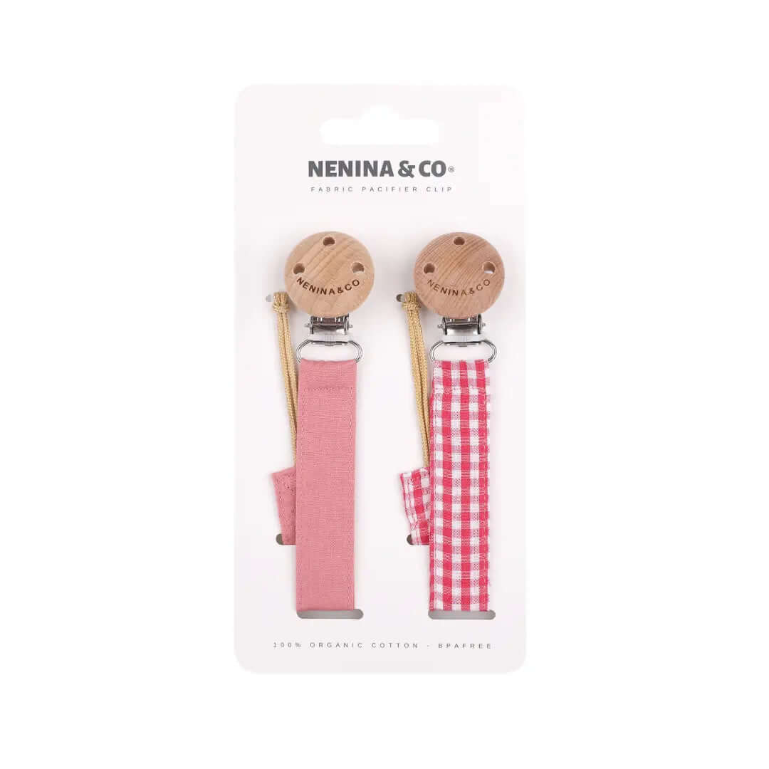 Kit Nenina & Co Rosa pálido + Rosa| 2 Chupetes + 2 Chupeteros + Guardachupete