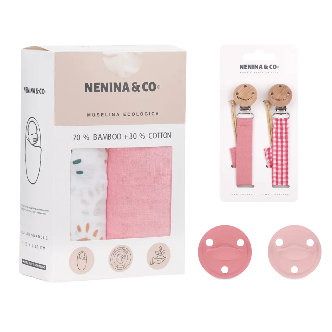 Pack 2 Muselinas + 2 Chupetes Diamond Nenina & Co