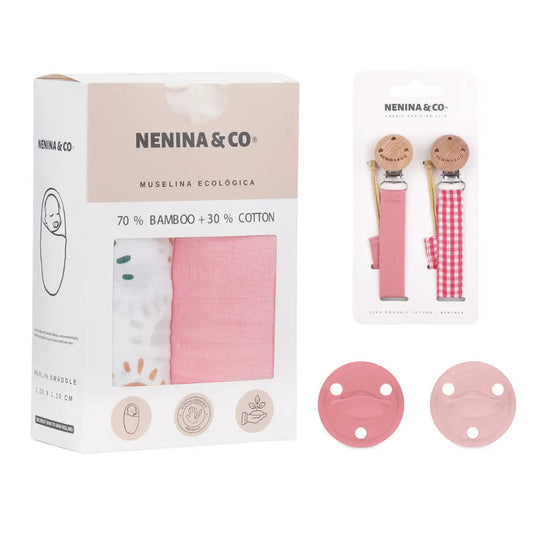 Pack 2 Muselinas + 2 Chupetes Diamond Nenina & Co