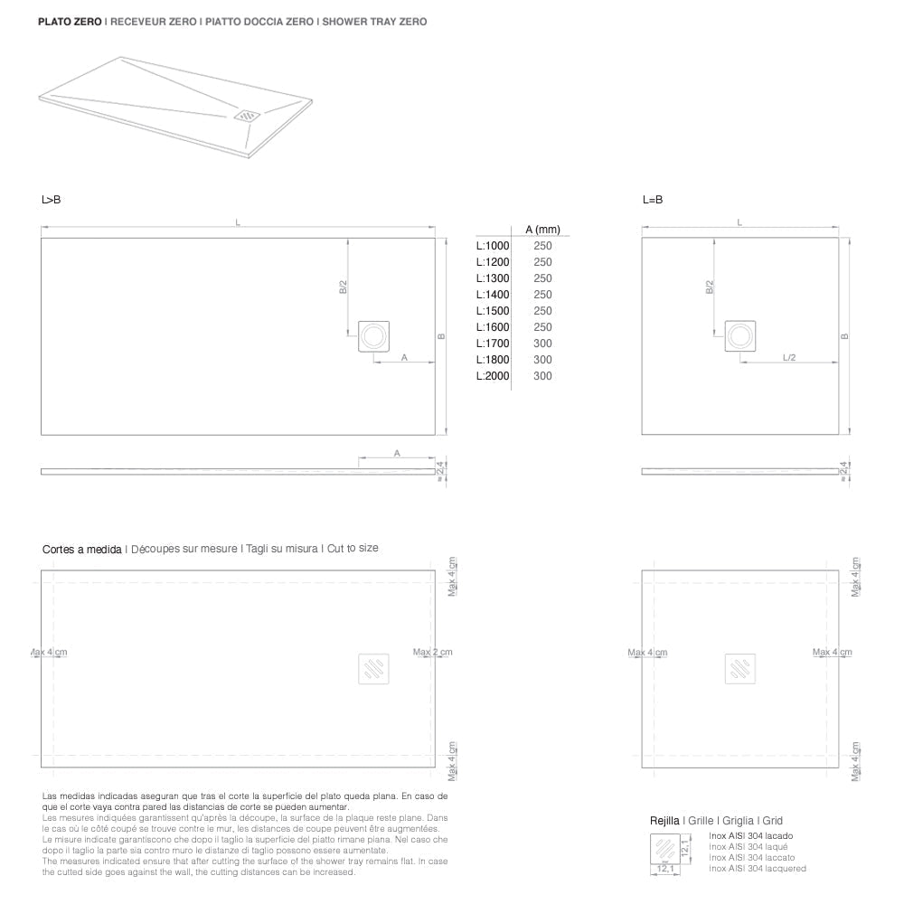 Plato de Ducha Gel Coat Color Gris ZERO Bathme