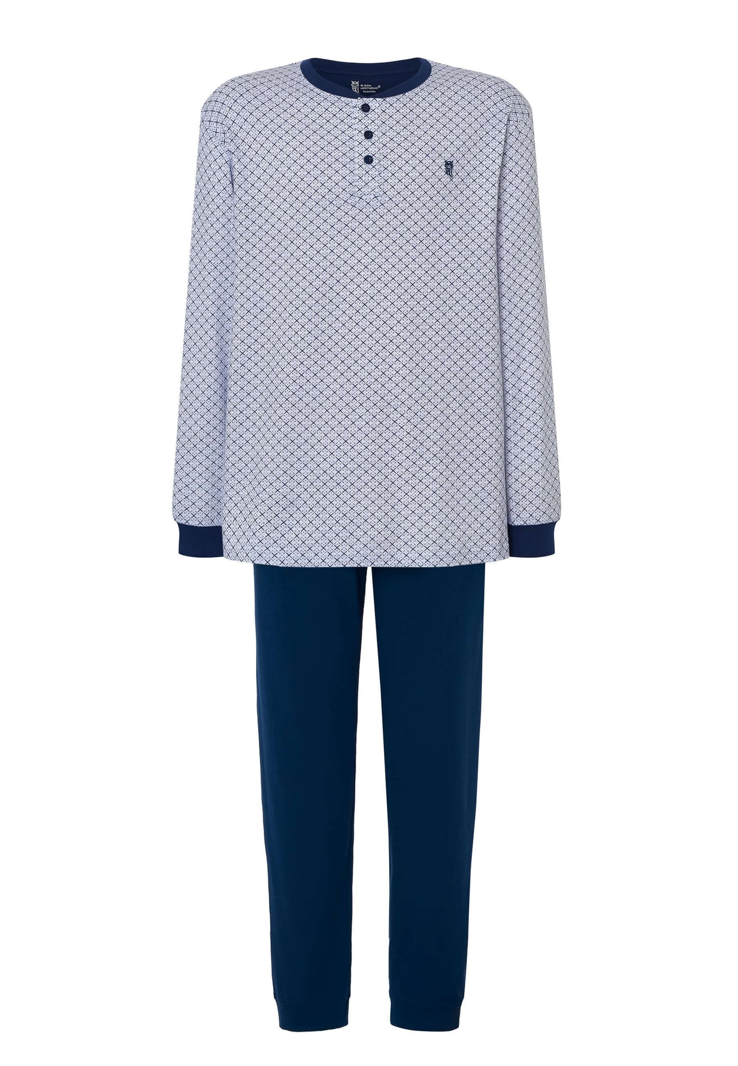 Pijama Hombre Largo Tapeta Algodón Punto Estampado - Azul 5310_39