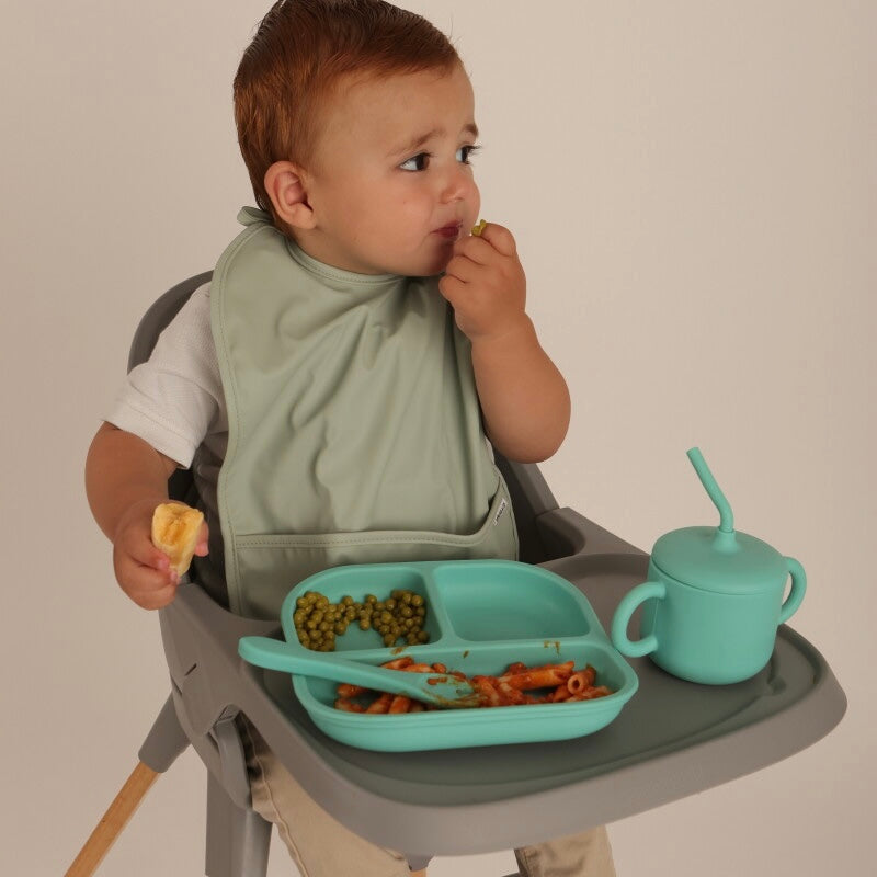 Babero con Manga impermeable Vichy Beige + Babero corto Nenina & Co