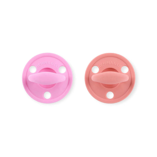 Kit 2 Chupetes Clásicos para Bebé Rosa Chicle y Rosa | Silicona Orgánica Nenina & Co