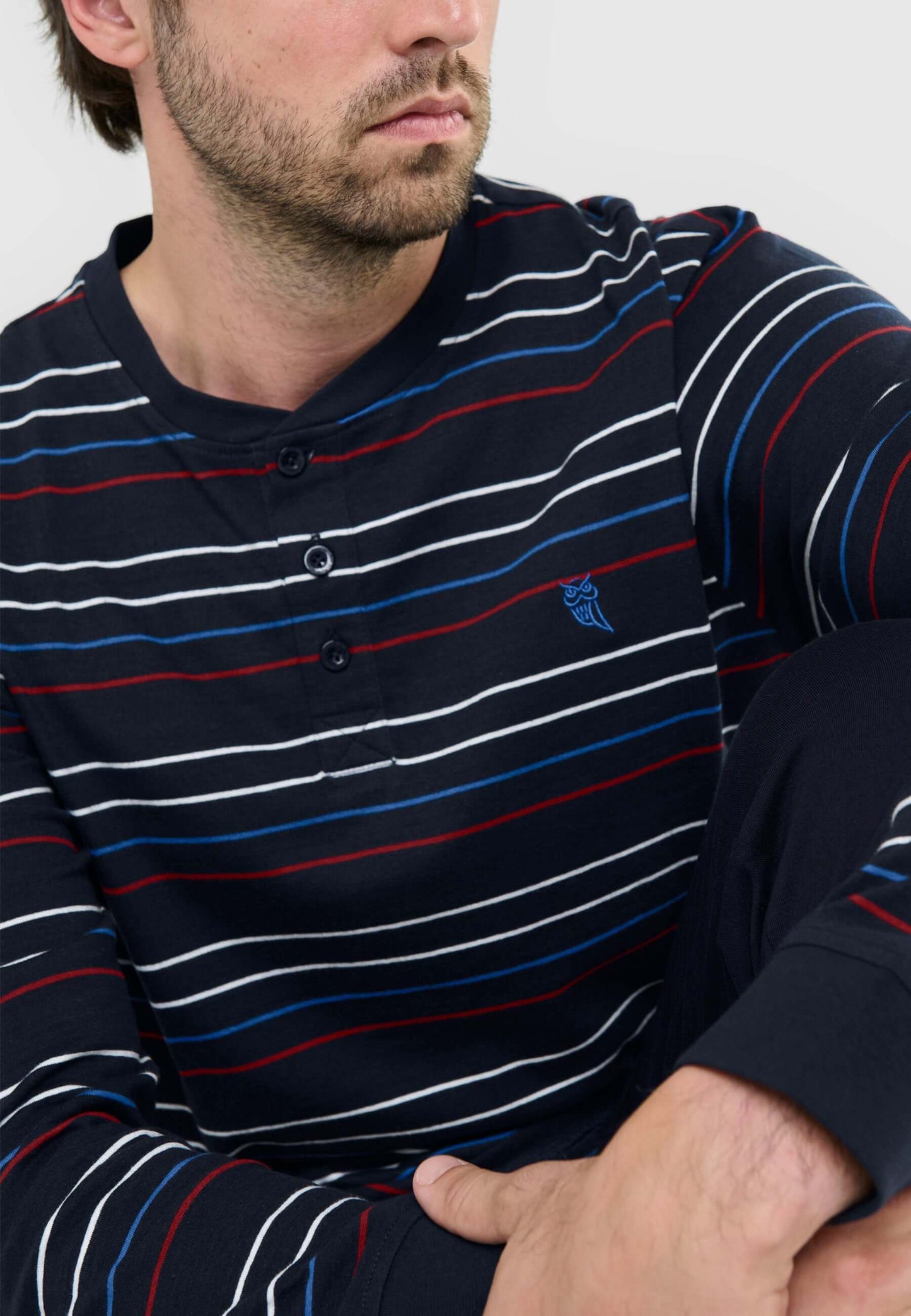 Pijama Hombre Largo Tapeta Algodón Punto Rayas - Marino 5585_39