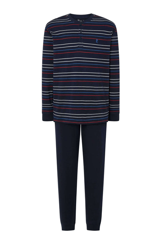 Pijama Hombre Largo Tapeta Algodón Punto Rayas - Marino 5585_39