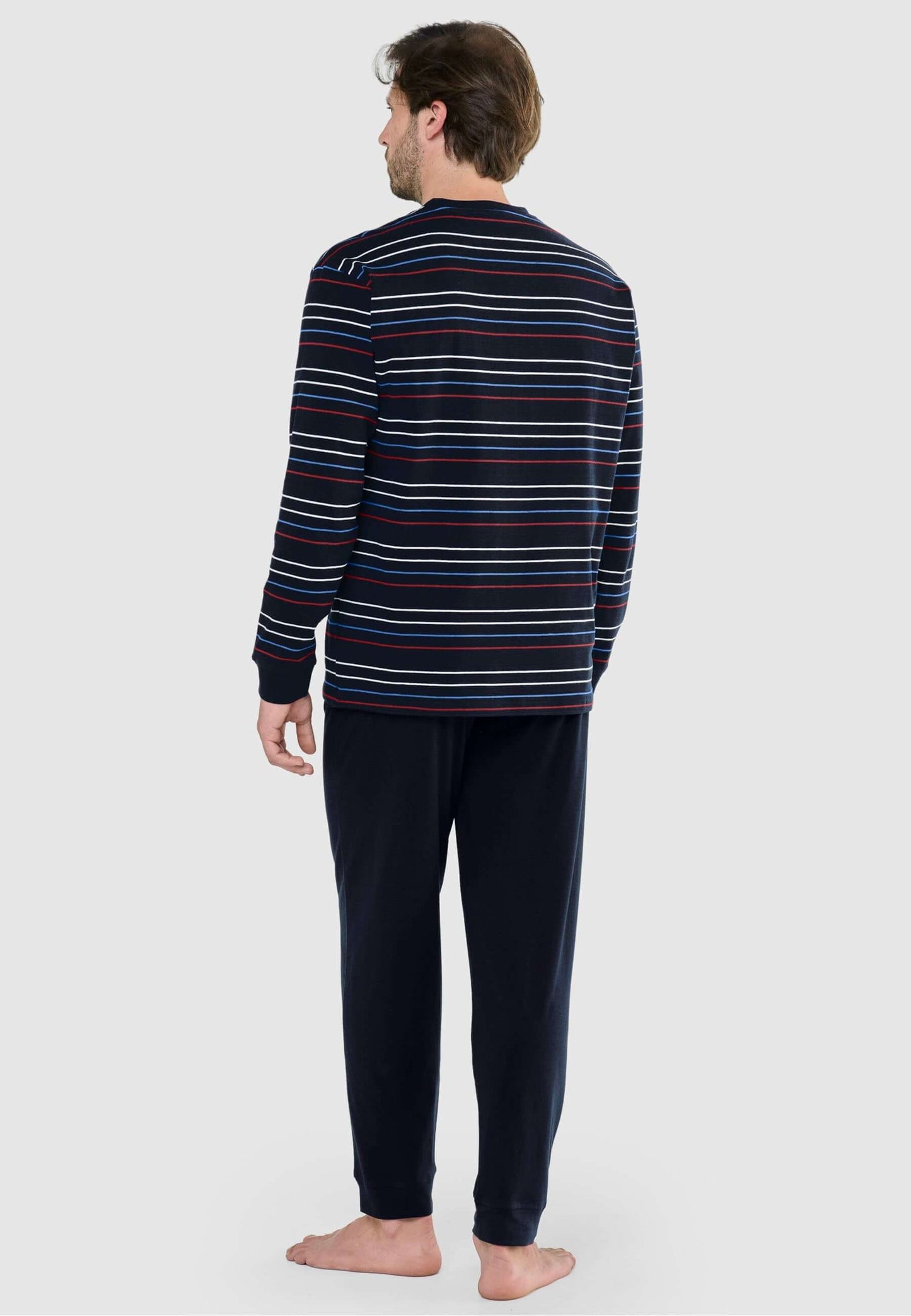 Pijama Hombre Largo Tapeta Algodón Punto Rayas - Marino 5585_39