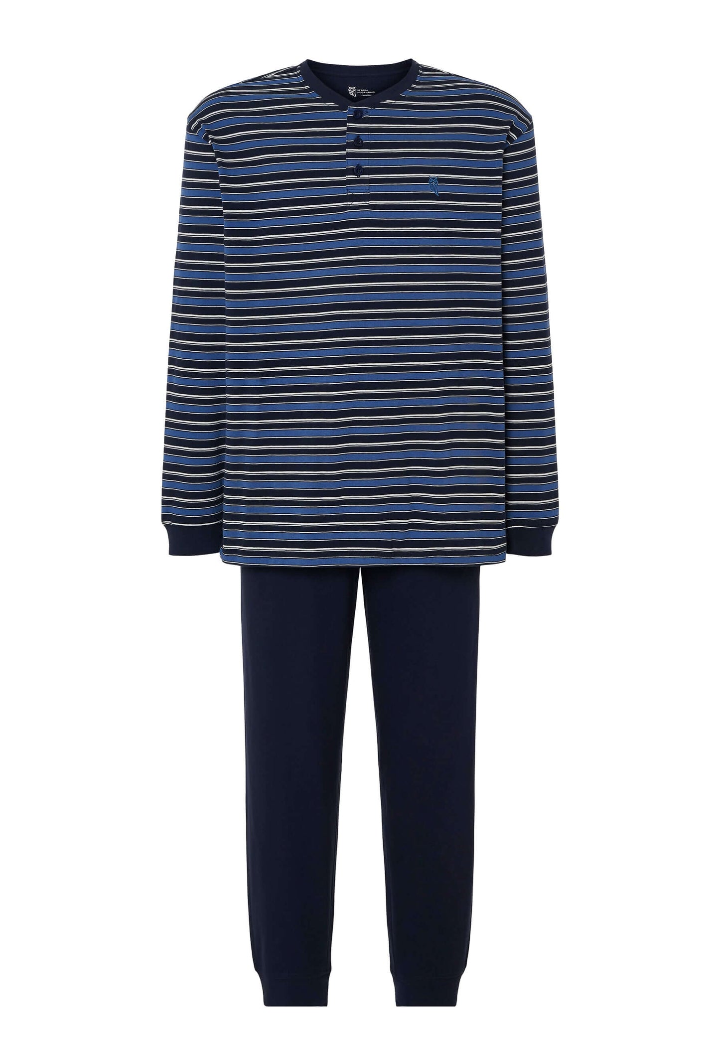 Pijama Hombre Largo Tapeta Algodón Punto Rayas - Azul 5591_39